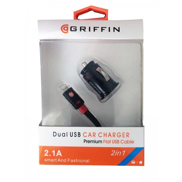 Cargador de Celular 2 en 1 Carga rapida Iphone para Auto Griffin